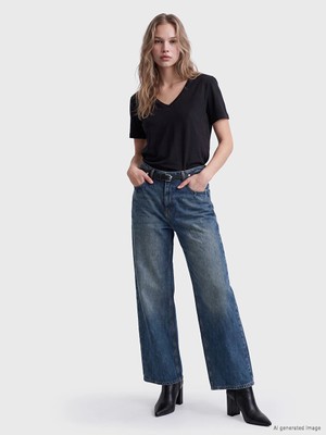 Lc Waikiki Yeni Sezon Indigo Wideleg Kadın Jean Pantolon