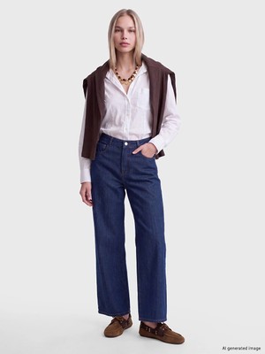 Lc Waikiki Yeni Sezon Indigo Wideleg Kadın Jean Pantolon
