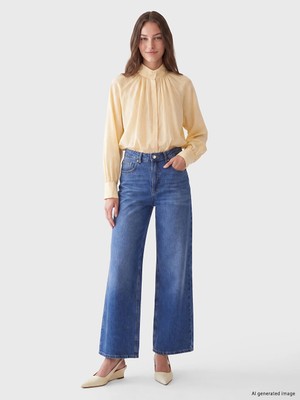 Lc Waikiki Yeni Sezon Indigo Wideleg Kadın Jean Pantolon