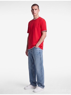 Koton Regular Fit Kısa Kollu Pamuklu Renk Kontrastlı Bisiklet Yaka Tişört