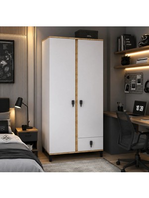 Moonra Home 2 Kapaklı Genç Odası Gardırop Çocuk Odası Dolabı