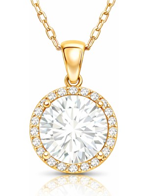 Bersel Butik Gümüş Gold Yuvarlak Montür Kadın Kolye