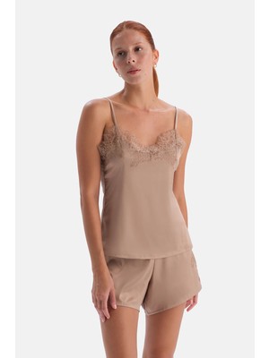Dagi Vizon Dantel Detaylı Camisole ve Şort