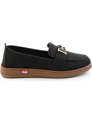 Bambi Siyah Süet Kadın Loafer Ayakkabı K01536105472