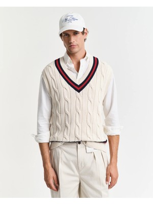 Gant Men's Cream Relaxed Fit V-Neck Sweater