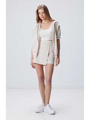 Network N-Tech Off-White Textured Beige Mini Skirt