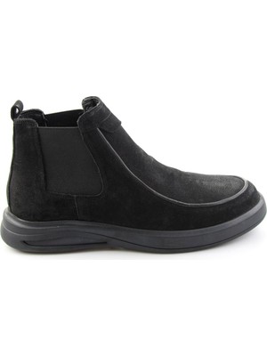 Bambi Black Nubuck Genuine Leather Men's Boot & Bootie E02396019501