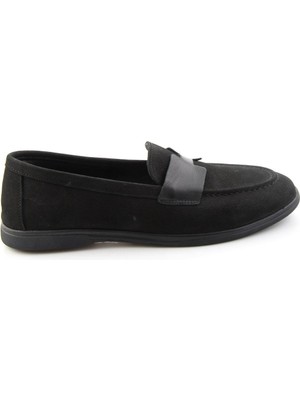 Bambi Black Nubuck Genuine Leather Women's Loafers K01821097401