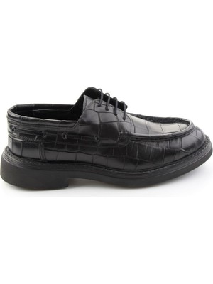 Bambi Black Croco Genuine Leather Men's Casual Shoes E01597014411