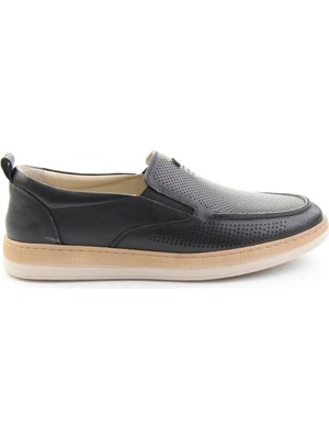 Bambi Black Nappa Genuine Leather Men's Loafers E01438039243
