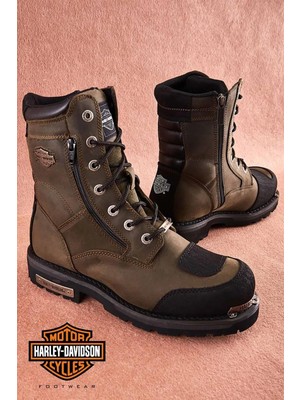 Harley Davidson Harley Davıdson Olive Genuine Leather Men's Boots & Booties HD1777055203