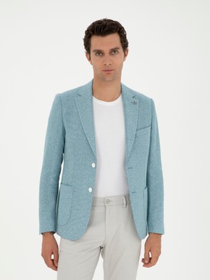 Cacharel Aqua  Slim Fit Keten Karışımlı Ceket
