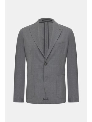 Tagliatore Vakko By Taglıatore Gri 2 Düğmeli Astarsız Ceket