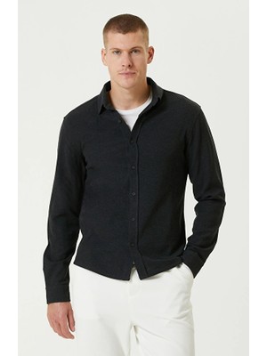 Network Anthracite Melange Mercerized Knit Shirt