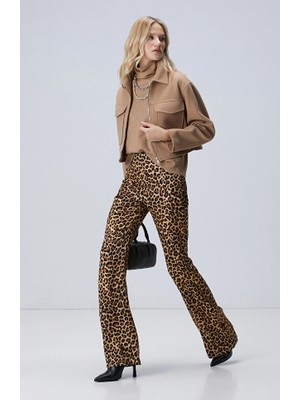 Network Brown Camel Leopard Print Pants