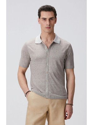 Network Beige Melange Linen Blend Knit Shirt