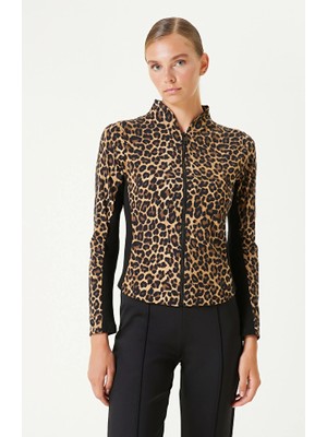 Network N-Tech Camel Black Leopard Detail Sweatshirt