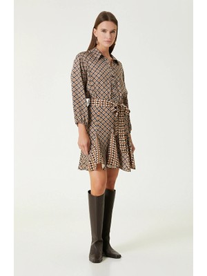 Network Brown Camel Patterned Mini Dress