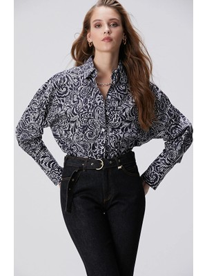 Network Navy White Patterned Shirt