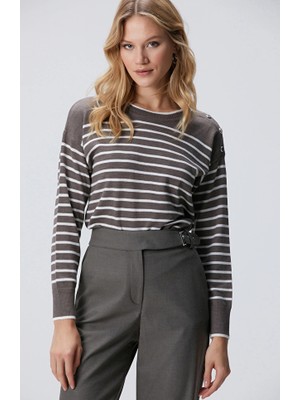 Network Mink Off-White Striped Wool Sweater