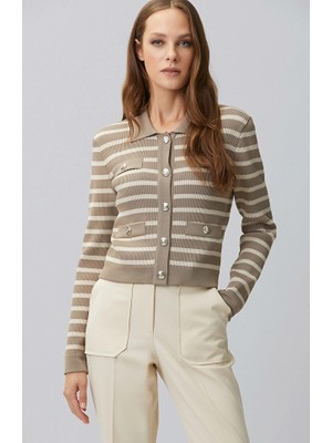 Network Mink Ecru Striped Knit Jacket