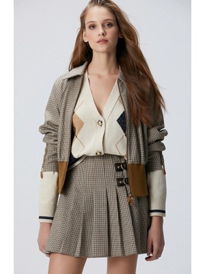 Network Black Brown Houndstooth Patterned Jacket