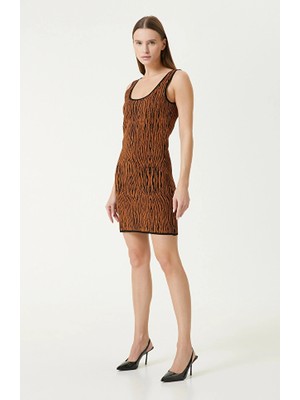 Network Black Brown Mini Knit Dress