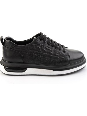 Bambi Black Printed Genuine Leather Men's Sneakers E01811038003