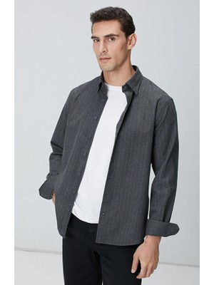 Network Anthracite Melange Striped Shirt