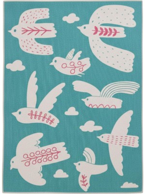 Itsy Bitsy Kids Bird Of Life Mint Yeşili Yıkanabilir Çocuk Halısı 120X160CM