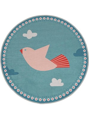 Itsy Bitsy Kids Amulet Bird Mint Yeşili Yıkanabilir Yuvarlak Çocuk Halısı 120CM