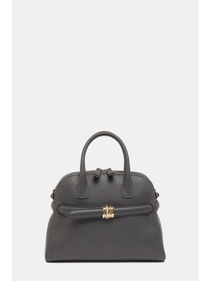 Vakko Dark Grey Leather Bag