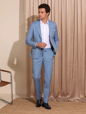 Cacharel Mavi Slim Fit Kumaş Pantolon