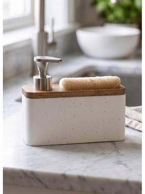 The Mia Travertine Süngerli Sıvı Sabunluk Beyaz 420 ml