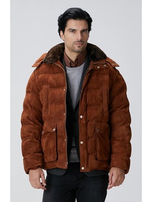 Network Cinnamon Hooded Leather Coat