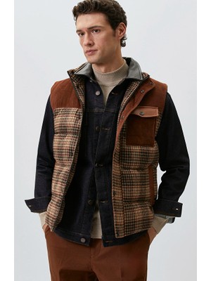 Network Camel Plaid Wool Blend Casual Vest