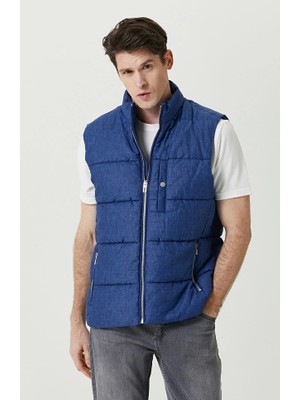 Network Indigo Stand Collar Casual Linen Vest