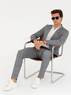 Cacharel Antrasit Ekstra Slim Fit Kumaş Pantolon