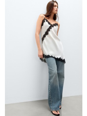 Intimissimi Brighten You Day Silk And Lace Asymmetric Slip
