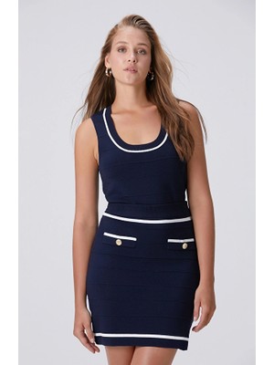 Network Navy Knit Jacquard Rayon Sweater