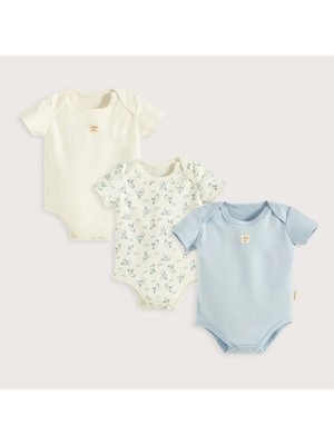 Chakra Sea Side 3-Pack Boxed Bodysuit Set Ecru/blue