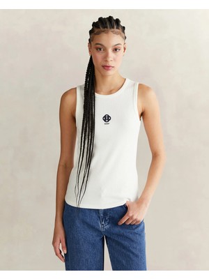 Gant Kadın Beyaz Bisiklet Yaka Regular Fit T-Shirt