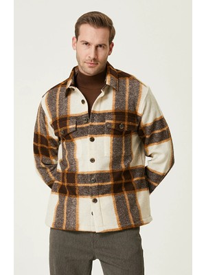 Network Ecru Brown Plaid Overshirt