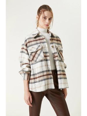 Network Grey Ecru Plaid Pattern Jacket