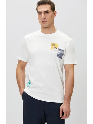 Network Beyaz Baskılı T-Shirt