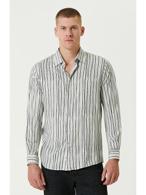 Network Black Ecru Comfort Fit Striped Shirt