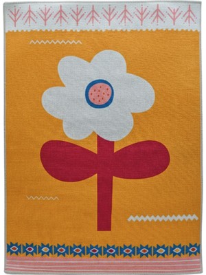 Itsy Bitsy Kids Big Flower Sarı Yıkanabilir Çocuk Halısı 120X160CM