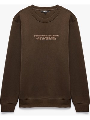 Koton Uzun Kollu Üç Iplik Şardonlu Bisiklet Yaka Baskılı Sweatshirt