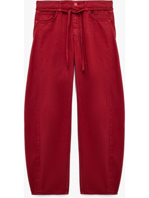 Koton Kemerli Cepli Normal Bel Rahat Kalıp Balon Fit Barrel Pantolon - Barrel Jeans