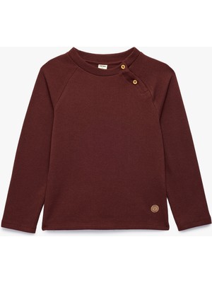 Koton Pamuklu Bisiklet Yaka Uzun Kollu Düğmeli Sweatshirt